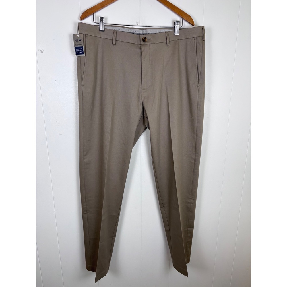 Haggar Comfort‎ Stretch Twill Premium  Khaki Pants Straight Fit 38x30 Iron Free